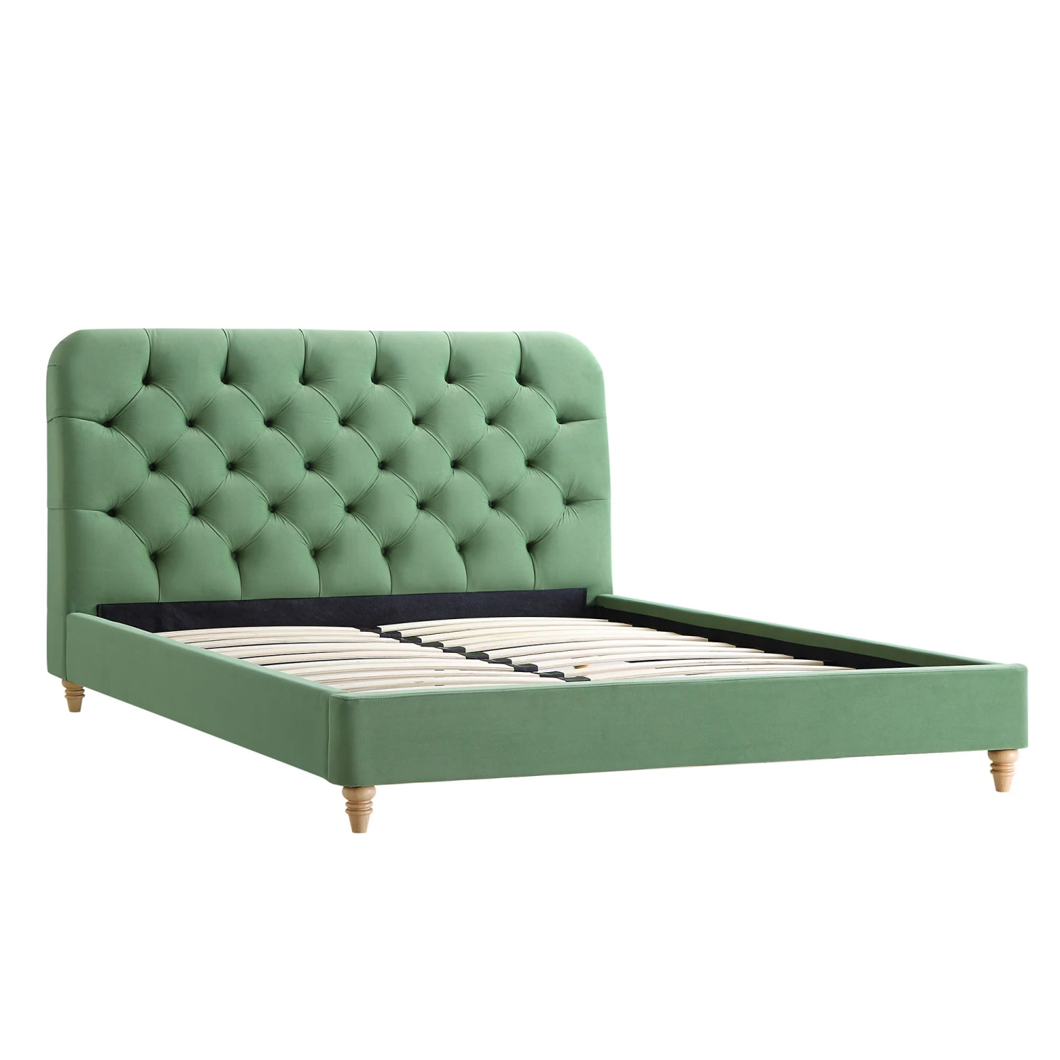 Leamington Deep-Buttoned Upholstered Bed, Meadow Green Velvet 5 Leamington Deep-Buttoned Upholstered Bed, Meadow Green Velvet - Image 5