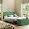 Leamington Deep-Buttoned Upholstered Bed, Meadow Green Velvet -Daals Store ZX 1063 CUCU VEL main