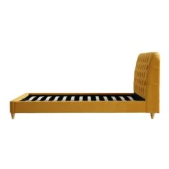 Leamington Deep-Buttoned Upholstered Bed, Turmeric Yellow Velvet -Daals Store ZX 1063 MUST VEL WB4