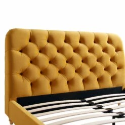 Leamington Deep-Buttoned Upholstered Bed, Turmeric Yellow Velvet -Daals Store ZX 1063 MUST VEL detail1