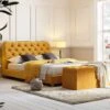 Leamington Deep-Buttoned Upholstered Bed, Turmeric Yellow Velvet -Daals Store ZX 1063 MUST VEL main