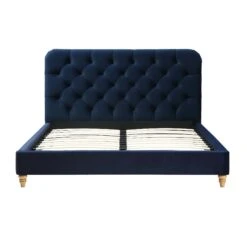 Leamington Deep-Buttoned Upholstered Bed, Midnight Blue Velvet 18 Leamington Deep-Buttoned Upholstered Bed, Midnight Blue Velvet -Daals Store ZX 1063 NAVY VEL WB1