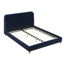 Leamington Deep-Buttoned Upholstered Bed, Midnight Blue Velvet 21 Leamington Deep-Buttoned Upholstered Bed, Midnight Blue Velvet -Daals Store ZX 1063 NAVY VEL WB3