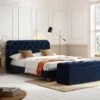 Leamington Deep-Buttoned Upholstered Bed, Midnight Blue Velvet -Daals Store ZX 1063 NAVY VEL main