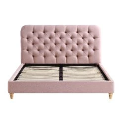 Leamington Deep-Buttoned Upholstered Bed, Rosewater Pink Fabric 18 Leamington Deep-Buttoned Upholstered Bed, Rosewater Pink Fabric -Daals Store ZX 1063 PALEPINK FAB WB1