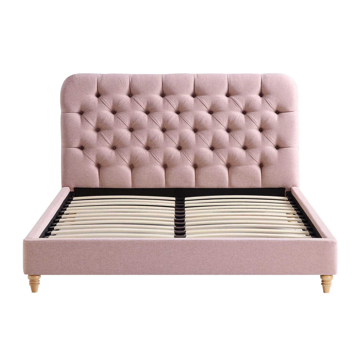 Leamington Deep-Buttoned Upholstered Bed, Rosewater Pink Fabric 4 Leamington Deep-Buttoned Upholstered Bed, Rosewater Pink Fabric - Image 4