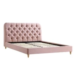 Leamington Deep-Buttoned Upholstered Bed, Rosewater Pink Fabric 19 Leamington Deep-Buttoned Upholstered Bed, Rosewater Pink Fabric -Daals Store ZX 1063 PALEPINK FAB WB2