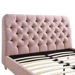 Leamington Deep-Buttoned Upholstered Bed, Rosewater Pink Fabric 24 Leamington Deep-Buttoned Upholstered Bed, Rosewater Pink Fabric -Daals Store ZX 1063 PALEPINK FAB detail1