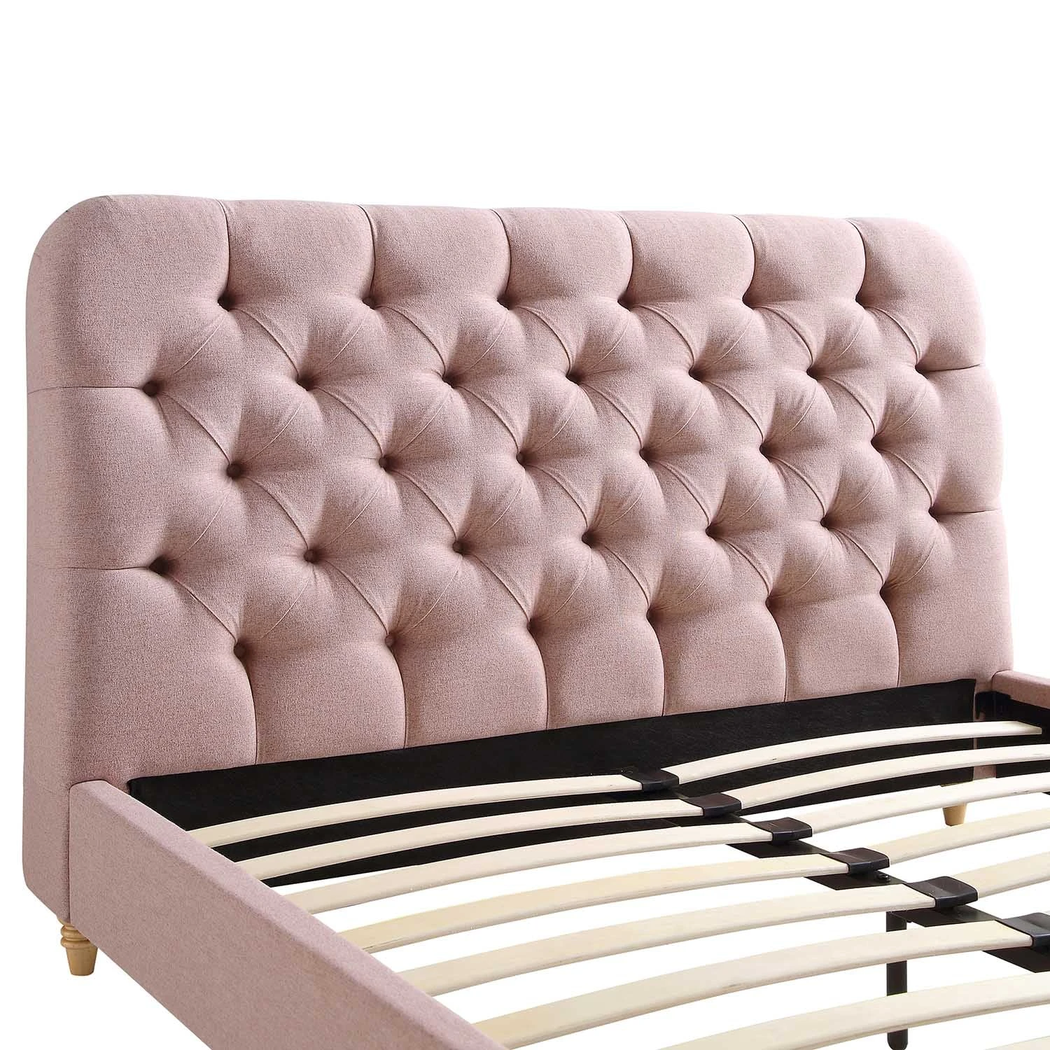 Leamington Deep-Buttoned Upholstered Bed, Rosewater Pink Fabric 10 Leamington Deep-Buttoned Upholstered Bed, Rosewater Pink Fabric - Image 10