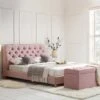 Leamington Deep-Buttoned Upholstered Bed, Rosewater Pink Fabric -Daals Store ZX 1063 PALEPINK FAB main
