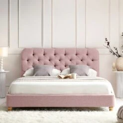 Leamington Deep-Buttoned Upholstered Bed, Rosewater Pink Fabric 17 Leamington Deep-Buttoned Upholstered Bed, Rosewater Pink Fabric -Daals Store ZX 1063 PALEPINK FAB scene2