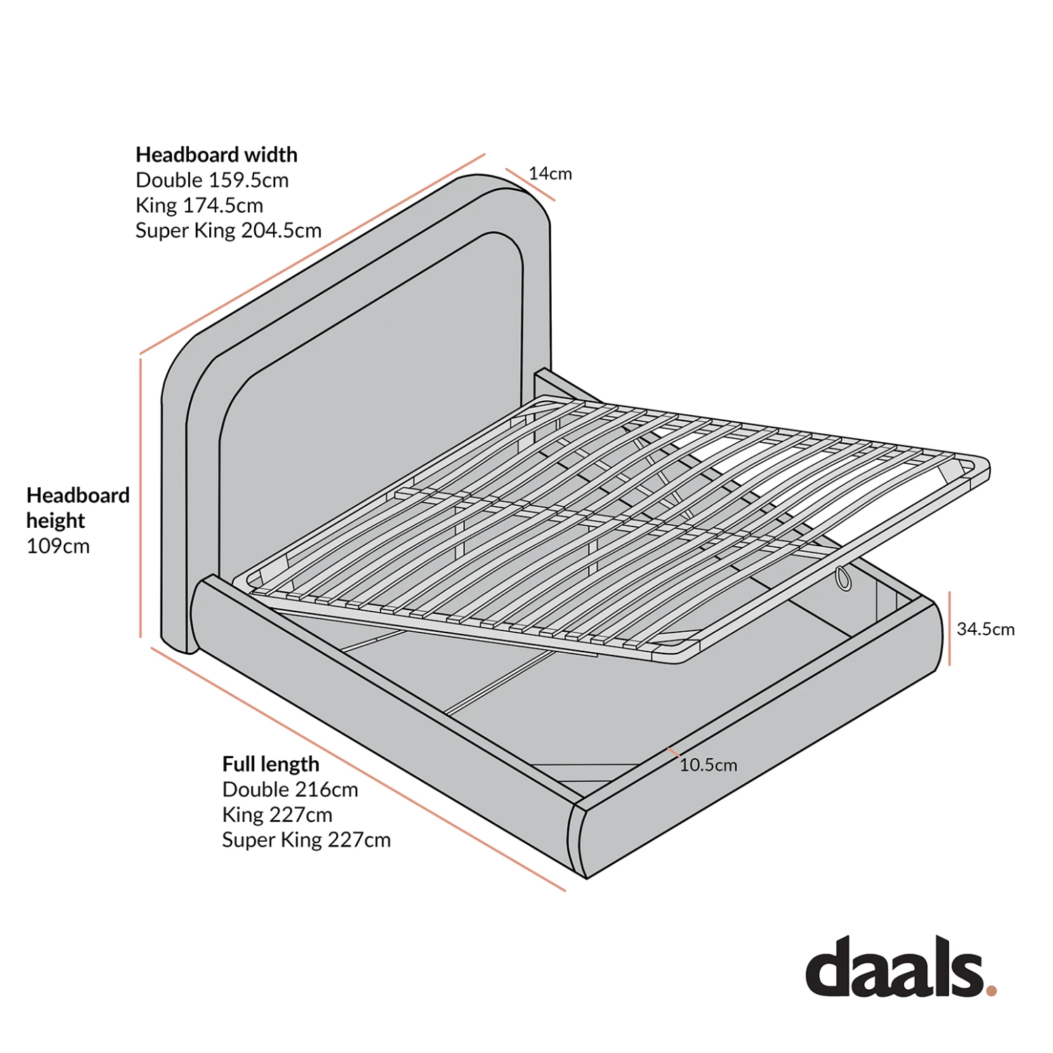 Luella Upholstered Wooden Plinth Base Storage Bed, Sand Fabric 10 Luella Upholstered Wooden Plinth Base Storage Bed, Sand Fabric - Image 10