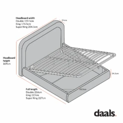Luella Upholstered Wooden Plinth Base Storage Bed, Teal Velvet -Daals Store ZX 1151 CHART 2