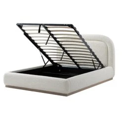 Luella Upholstered Wooden Plinth Base Storage Bed, Ecru Boucle -Daals Store ZX 1151 ECRU BOU WB2