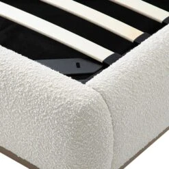 Luella Upholstered Wooden Plinth Base Storage Bed, Ecru Boucle -Daals Store ZX 1151 ECRU BOU detail4