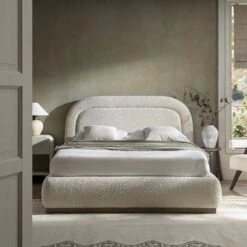 Luella Upholstered Wooden Plinth Base Storage Bed, Ecru Boucle