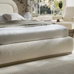 Luella Upholstered Wooden Plinth Base Storage Bed, Ecru Boucle -Daals Store ZX 1151 ECRU BOU scene5