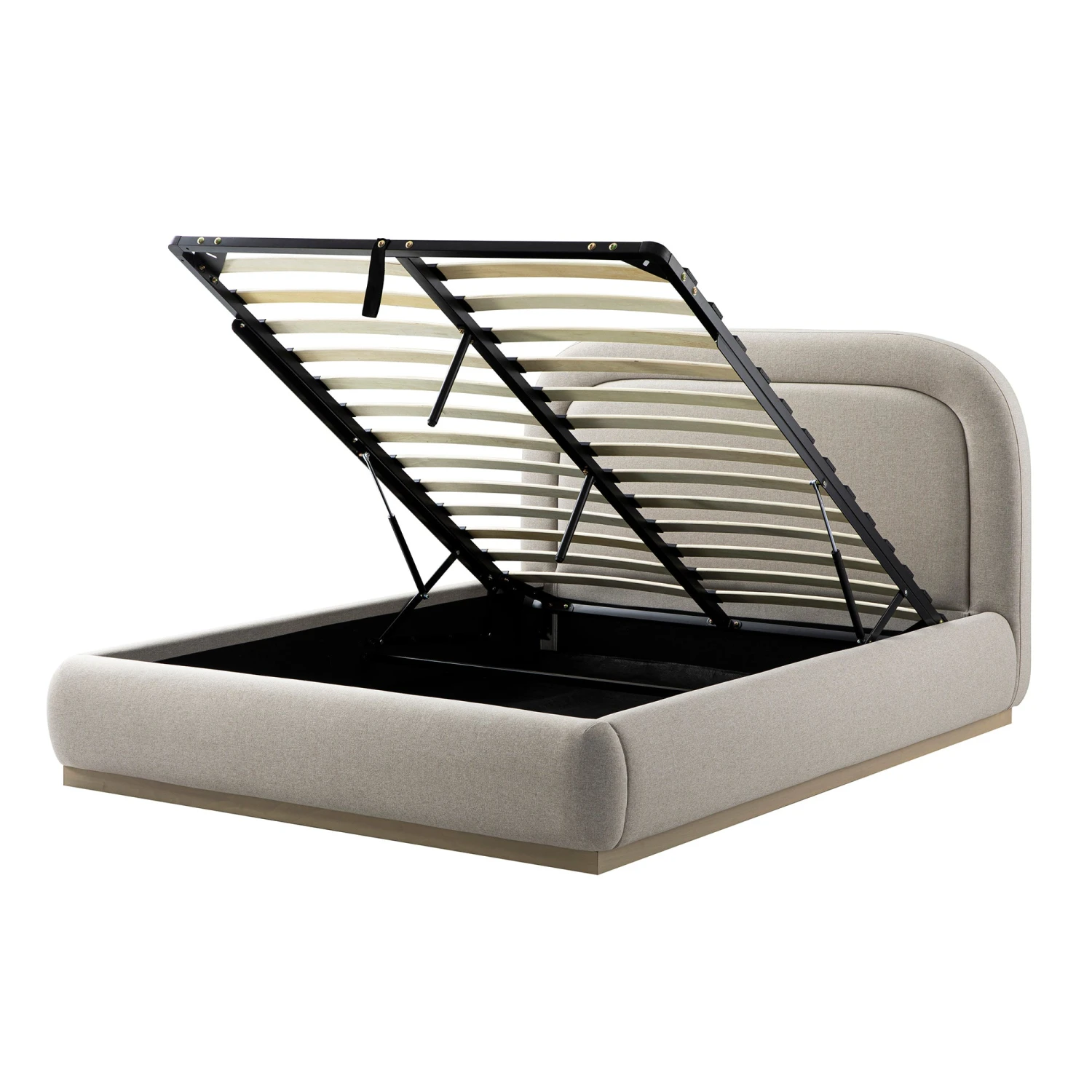 Luella Upholstered Wooden Plinth Base Storage Bed, Sand Fabric 11 Luella Upholstered Wooden Plinth Base Storage Bed, Sand Fabric - Image 11