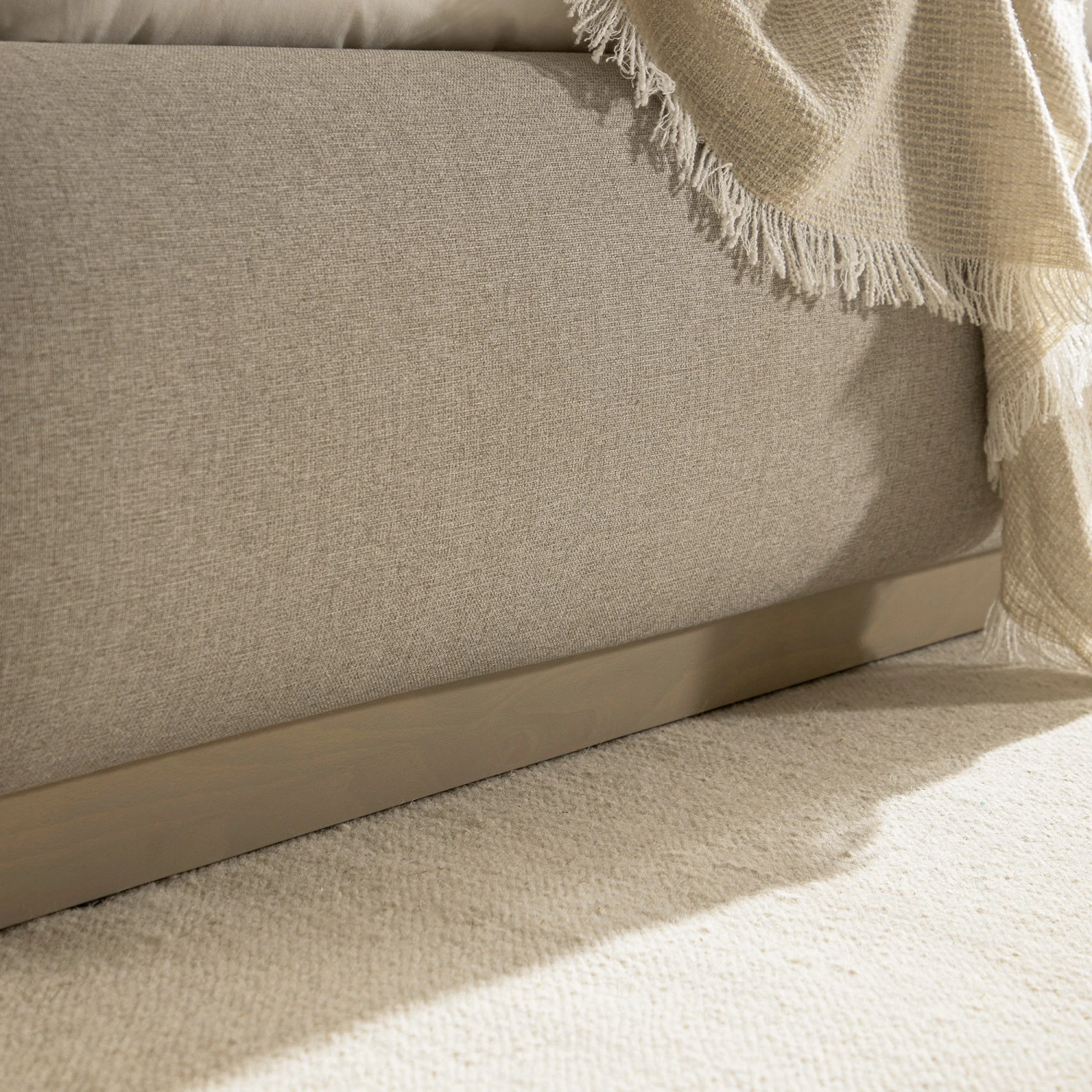 Luella Upholstered Wooden Plinth Base Storage Bed, Sand Fabric 7 Luella Upholstered Wooden Plinth Base Storage Bed, Sand Fabric - Image 7