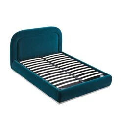 Luella Upholstered Wooden Plinth Base Storage Bed, Teal Velvet -Daals Store ZX 1151 TEAL VEL WB4
