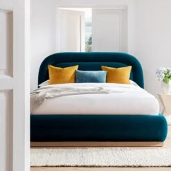 Luella Upholstered Wooden Plinth Base Storage Bed, Teal Velvet -Daals Store ZX 1151 TEAL VEL scene1