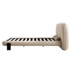 Elystan Oval Headboard Upholstered Bed, Warm Beige Fabric -Daals Store ZX 2181 BEIGE FAB WB4