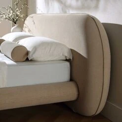 Elystan Oval Headboard Upholstered Bed, Warm Beige Fabric -Daals Store ZX 2181 BEIGE FAB scene3