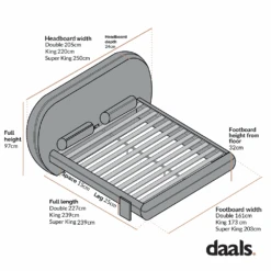 Elystan Oval Headboard Upholstered Bed, Warm Beige Fabric -Daals Store ZX 2181 CHART 1