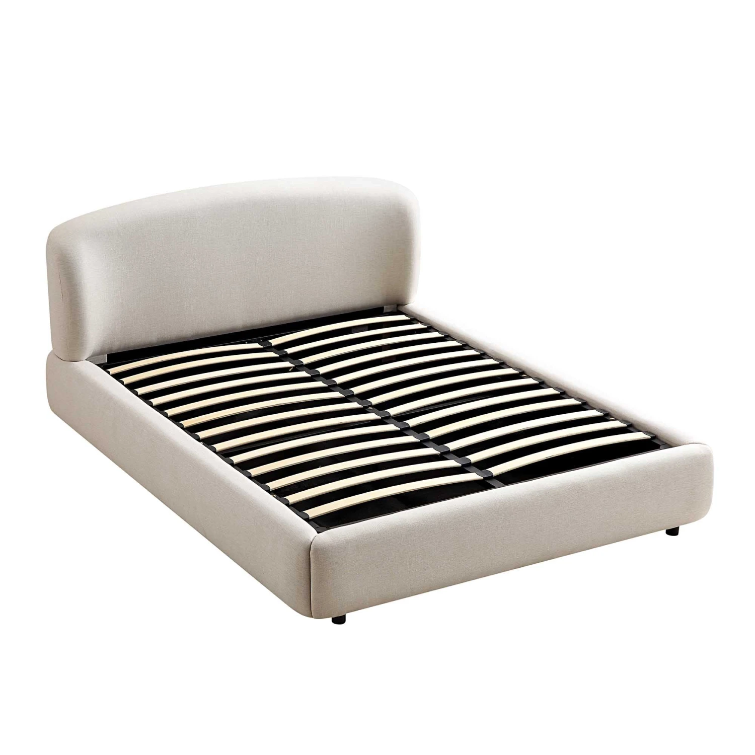 Constance Winged Headboard Ottoman Storage Bed, Beige Linen 8 Constance Winged Headboard Ottoman Storage Bed, Beige Linen - Image 8