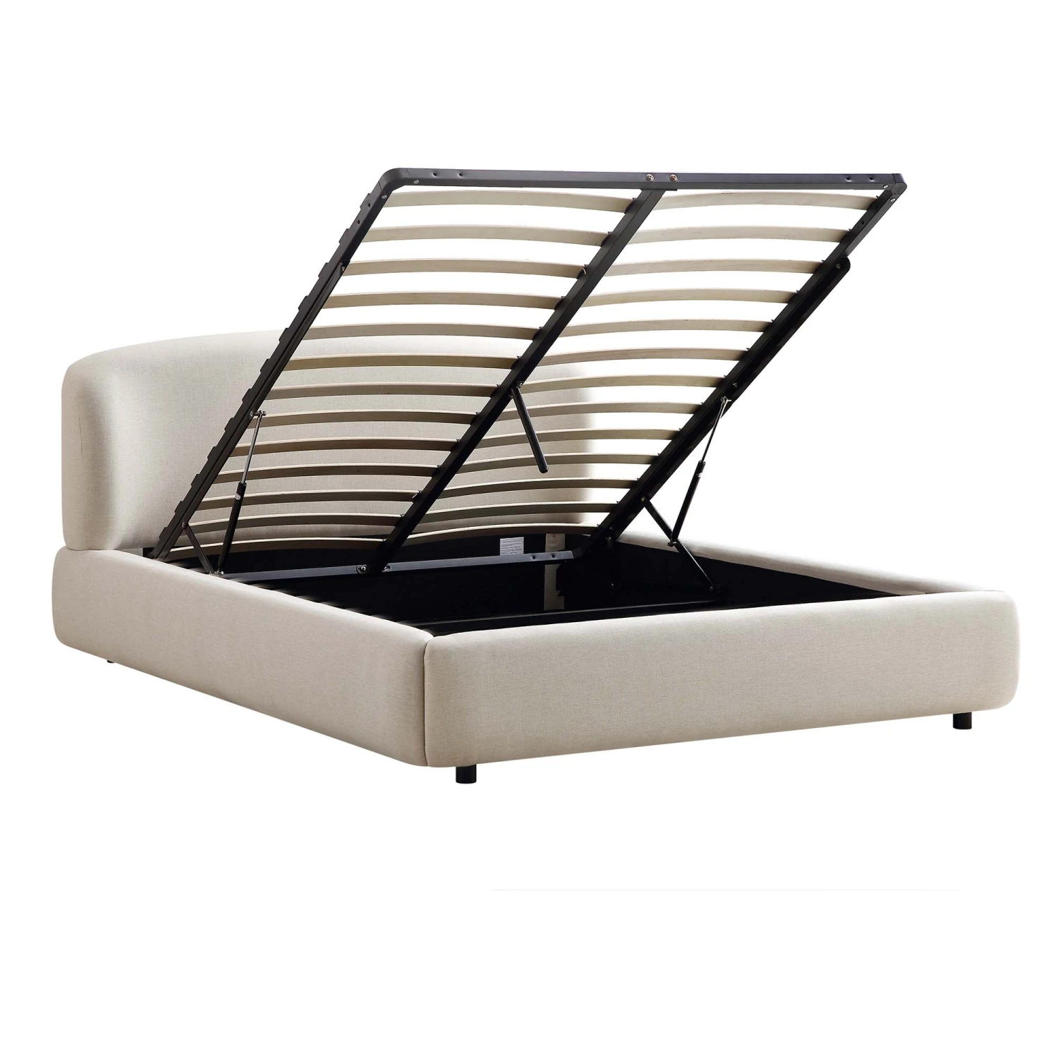 Constance Winged Headboard Ottoman Storage Bed, Beige Linen 9 Constance Winged Headboard Ottoman Storage Bed, Beige Linen - Image 9