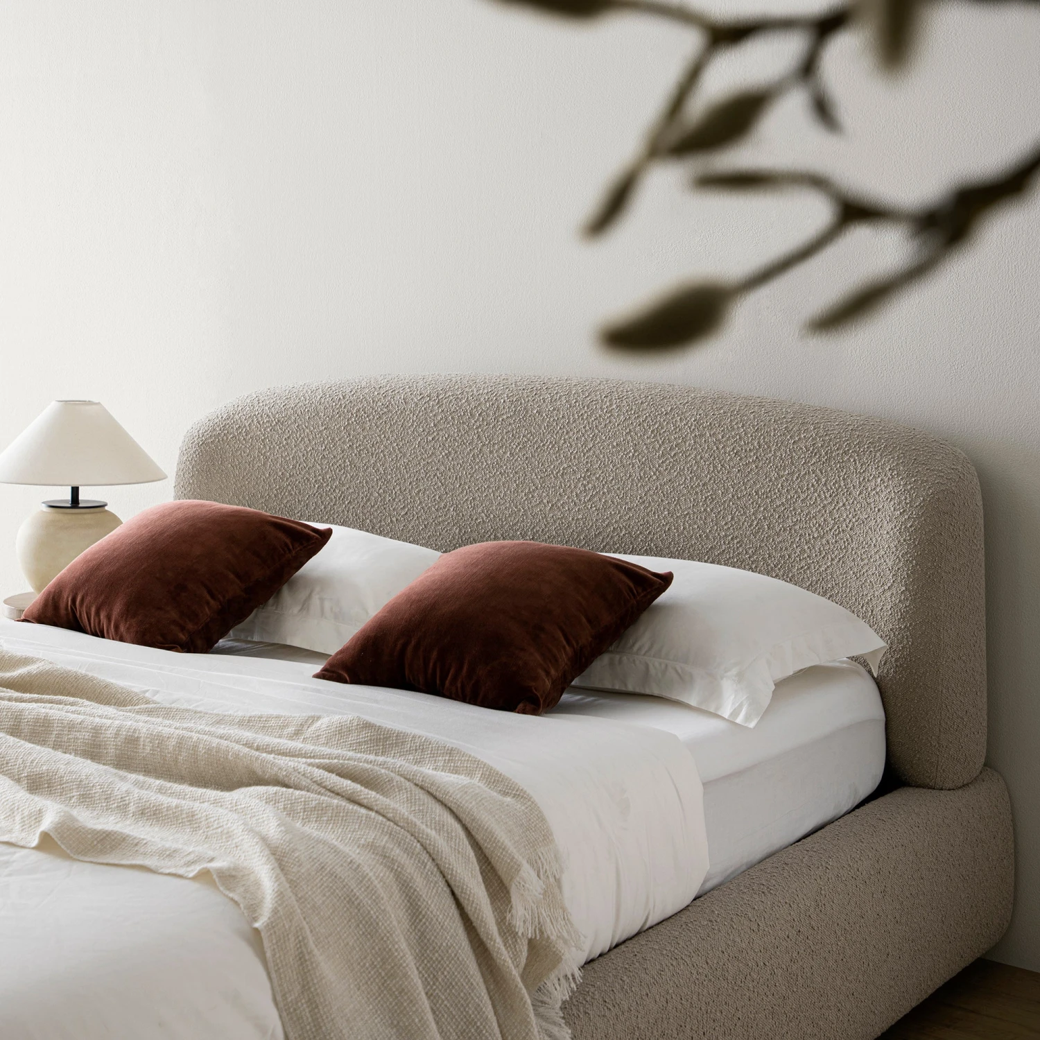 Constance Winged Headboard Ottoman Storage Bed, Light Taupe Boucle 5 Constance Winged Headboard Ottoman Storage Bed, Light Taupe Boucle - Image 5