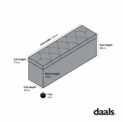Leamington Deep-Buttoned Ottoman Storage Bench, Midnight Blue Velvet -Daals Store ZX 2183 CHART 1