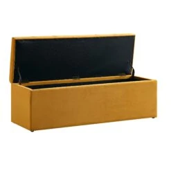 Leamington Deep-Buttoned Ottoman Storage Bench, Turmeric Yellow Velvet -Daals Store ZX 2183 MUST VEL WB4