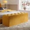 Leamington Deep-Buttoned Ottoman Storage Bench, Turmeric Yellow Velvet 24 Leamington Deep-Buttoned Ottoman Storage Bench, Turmeric Yellow Velvet -Daals Store ZX 2183 MUST VEL main