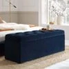 Leamington Deep-Buttoned Ottoman Storage Bench, Midnight Blue Velvet 16 Leamington Deep-Buttoned Ottoman Storage Bench, Midnight Blue Velvet -Daals Store ZX 2183 NAVY VEL main