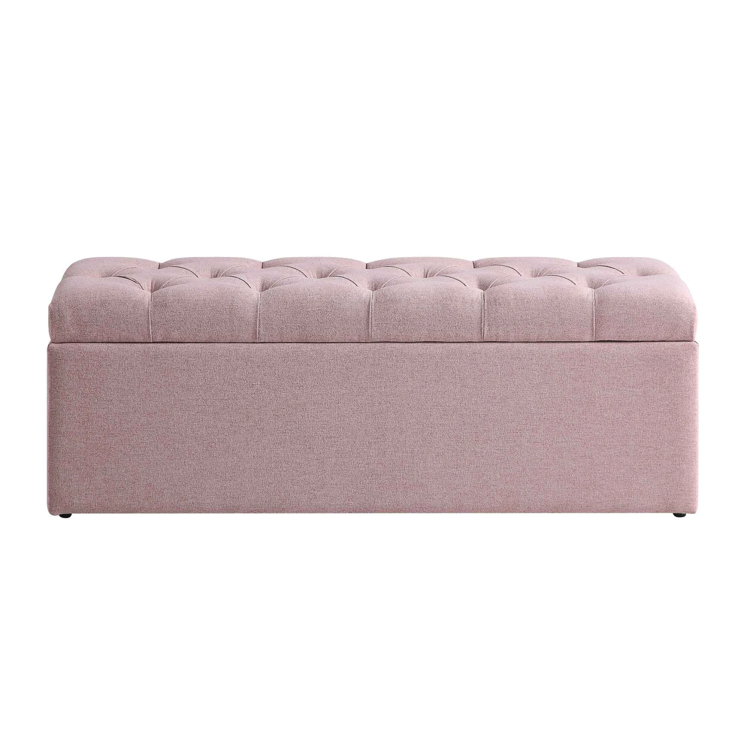 Leamington Deep-Buttoned Ottoman Storage Bench, Rosewater Pink Fabric 4 Leamington Deep-Buttoned Ottoman Storage Bench, Rosewater Pink Fabric - Image 4
