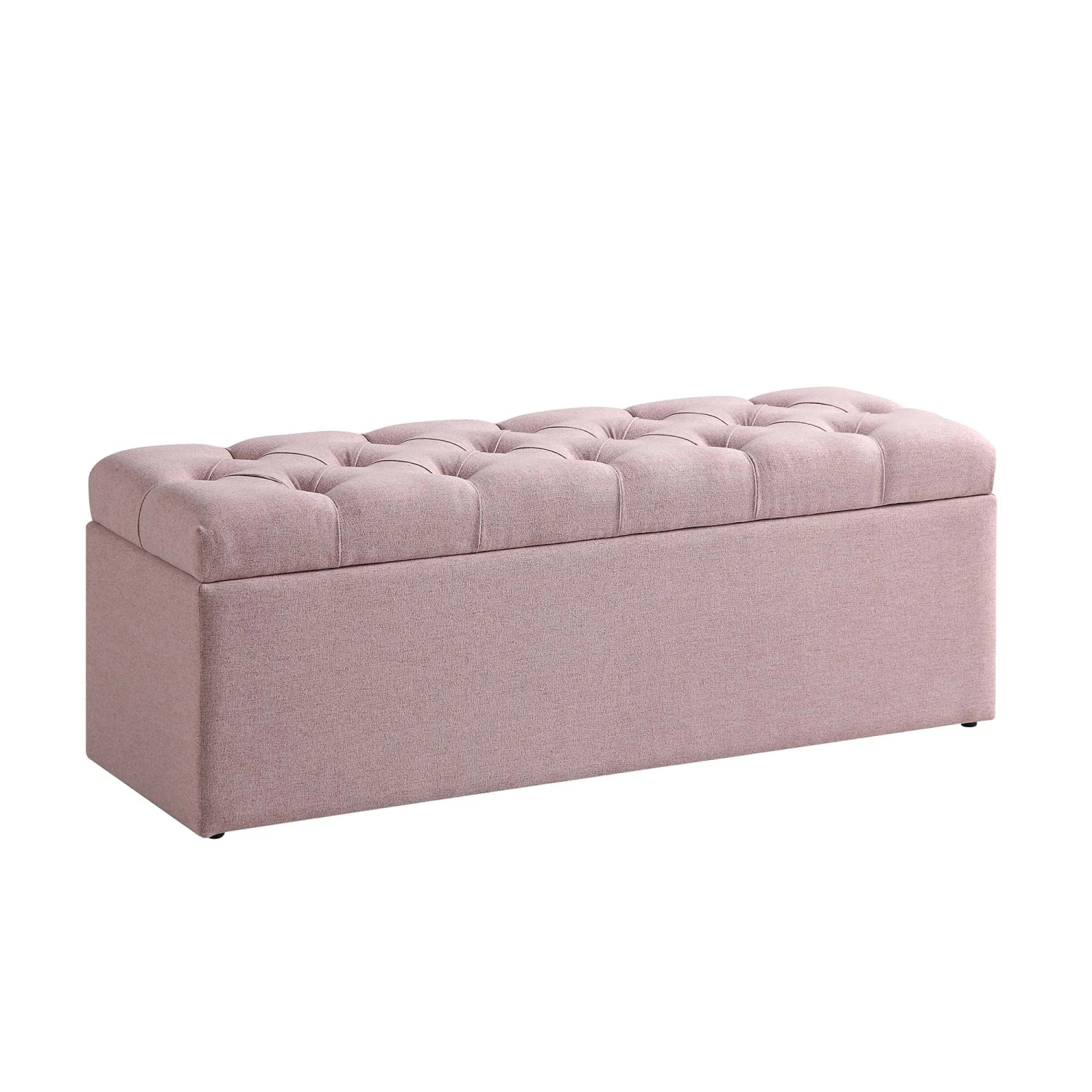 Leamington Deep-Buttoned Ottoman Storage Bench, Rosewater Pink Fabric 5 Leamington Deep-Buttoned Ottoman Storage Bench, Rosewater Pink Fabric - Image 5