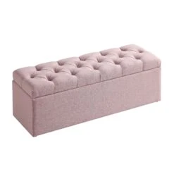 Leamington Deep-Buttoned Ottoman Storage Bench, Rosewater Pink Fabric 18 Leamington Deep-Buttoned Ottoman Storage Bench, Rosewater Pink Fabric -Daals Store ZX 2183 PALEPINK FAB WB3