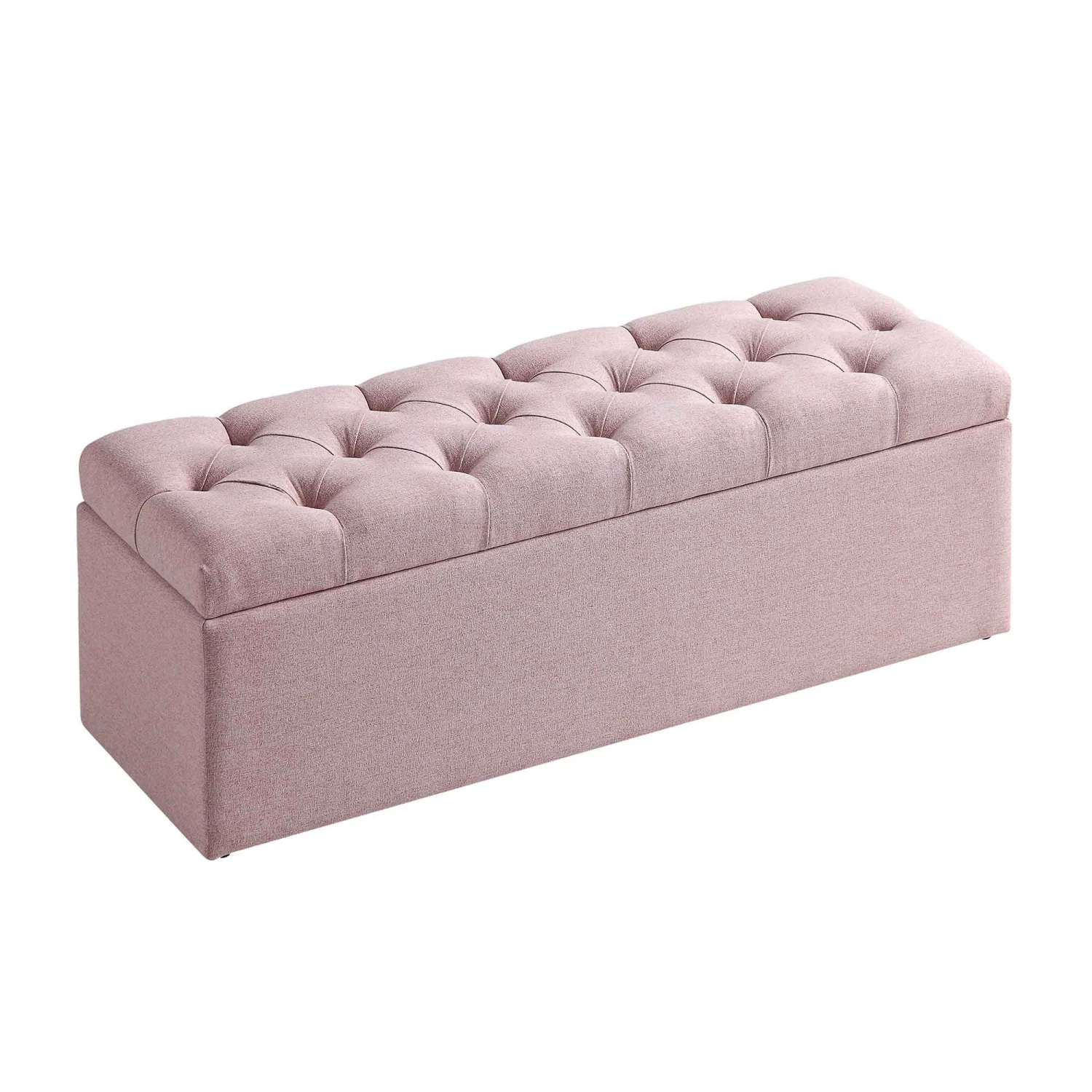 Leamington Deep-Buttoned Ottoman Storage Bench, Rosewater Pink Fabric 7 Leamington Deep-Buttoned Ottoman Storage Bench, Rosewater Pink Fabric - Image 7