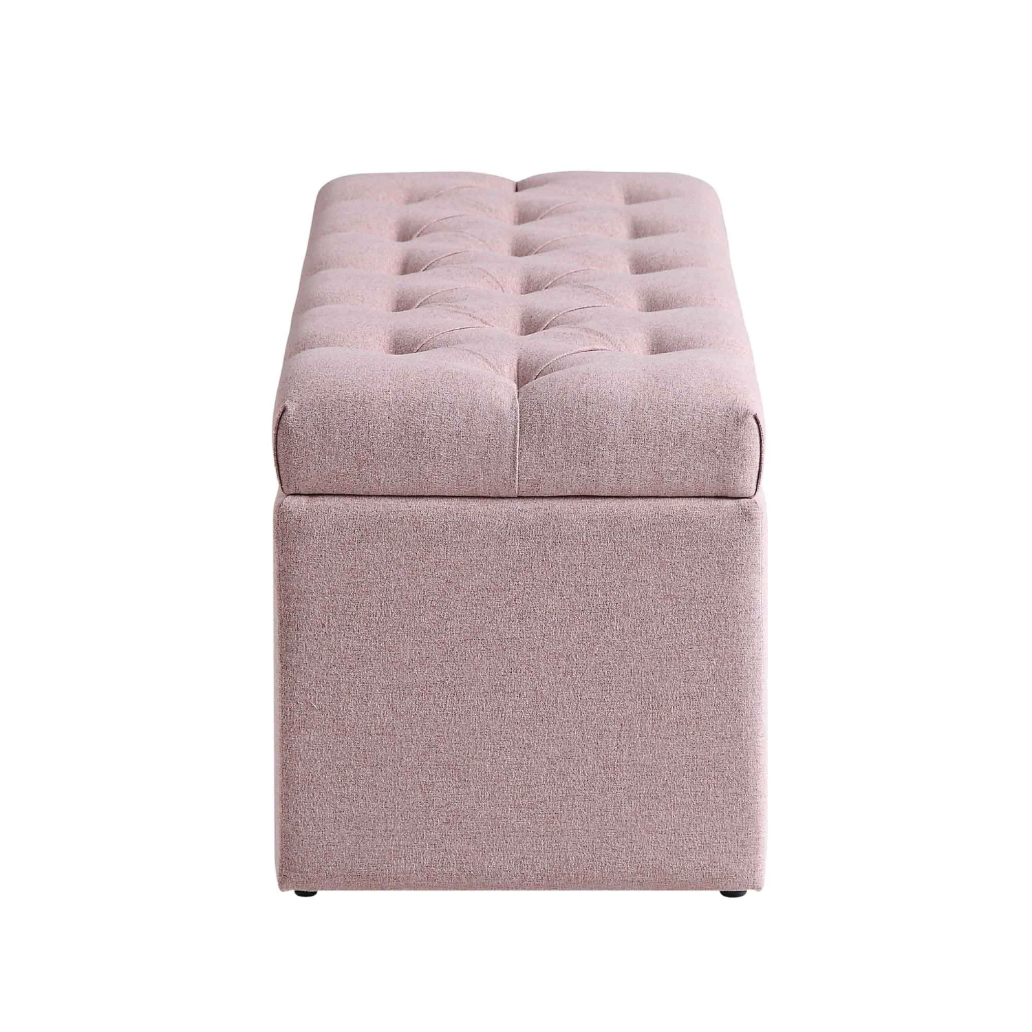 Leamington Deep-Buttoned Ottoman Storage Bench, Rosewater Pink Fabric 9 Leamington Deep-Buttoned Ottoman Storage Bench, Rosewater Pink Fabric - Image 9