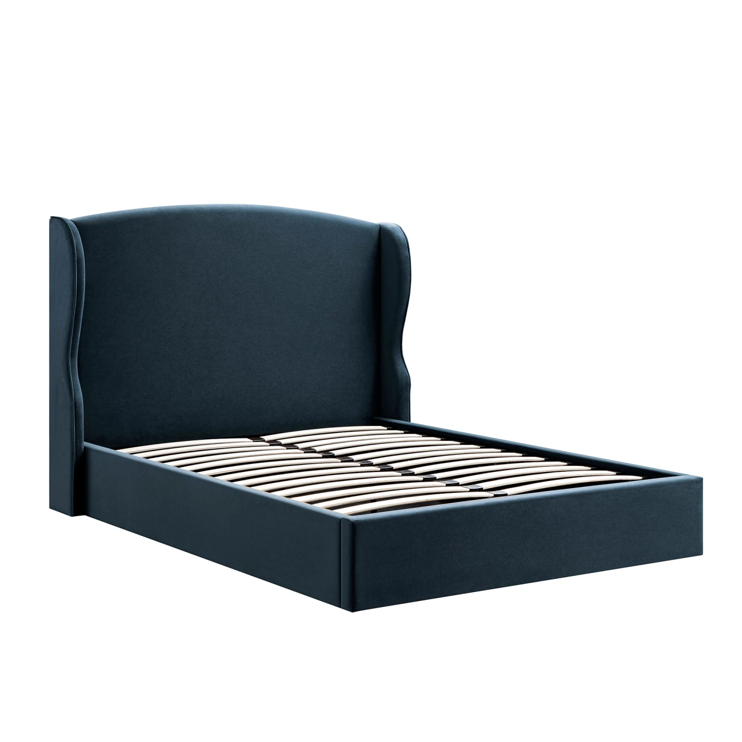 Kimberly Winged Upholstered Storage Bed, Aegean Blue Velvet 9 Kimberly Winged Upholstered Storage Bed, Aegean Blue Velvet - Image 9