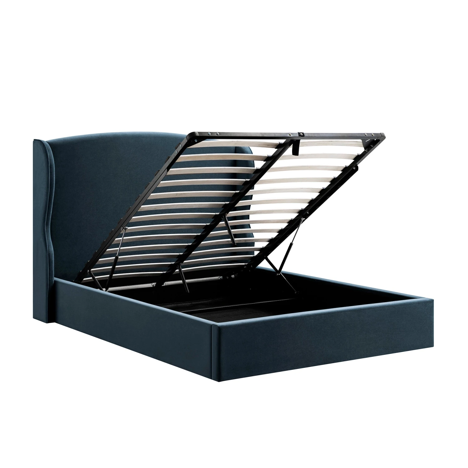 Kimberly Winged Upholstered Storage Bed, Aegean Blue Velvet 11 Kimberly Winged Upholstered Storage Bed, Aegean Blue Velvet - Image 11