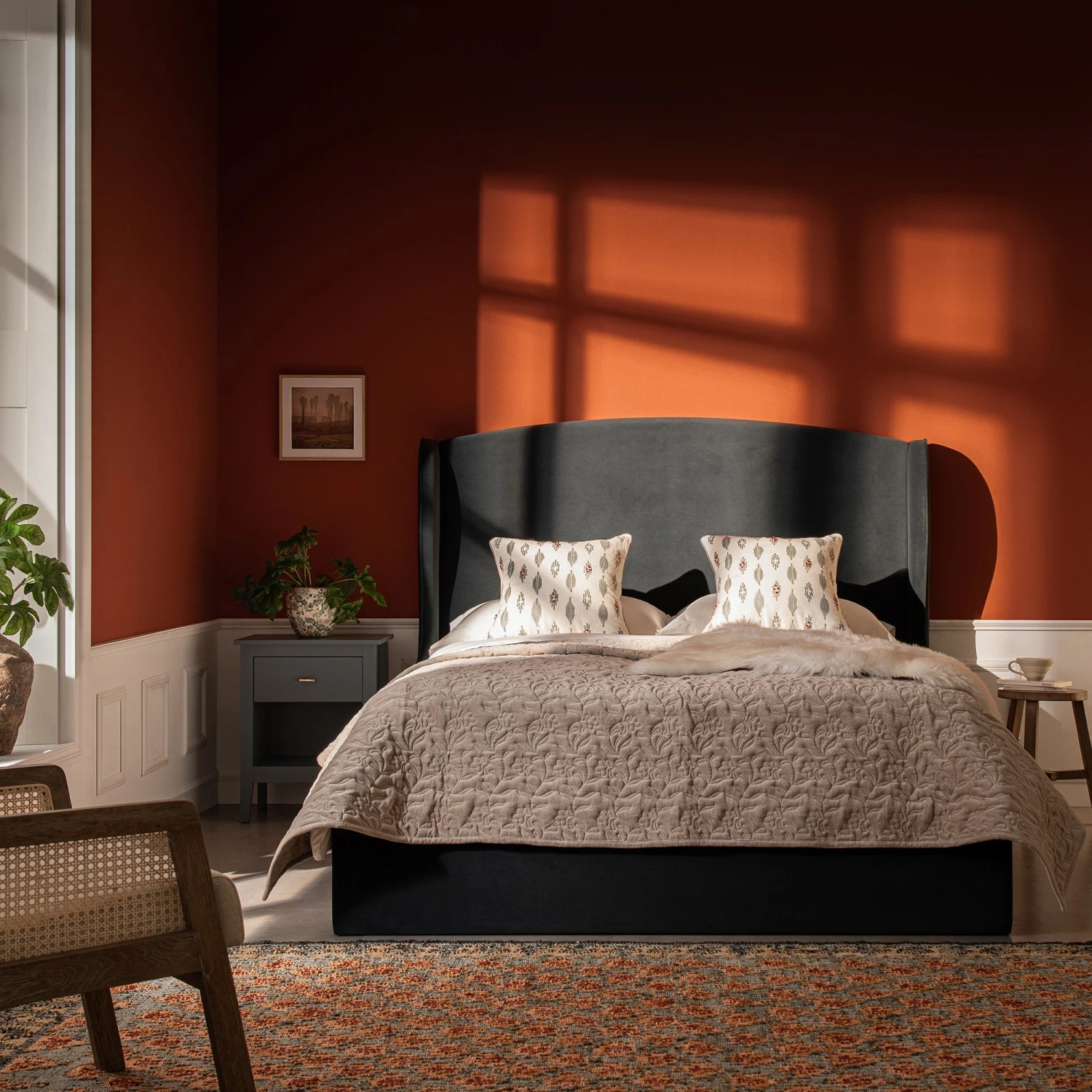 Kimberly Winged Upholstered Storage Bed, Aegean Blue Velvet 2 Kimberly Winged Upholstered Storage Bed, Aegean Blue Velvet - Image 2