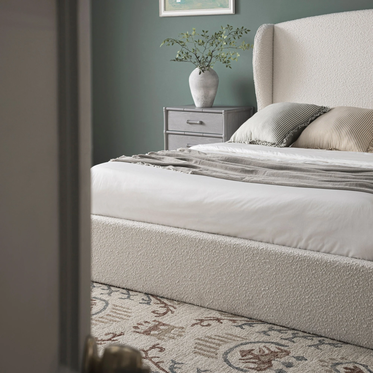 Kimberly Winged Upholstered Storage Bed, Ecru Boucle 6 Kimberly Winged Upholstered Storage Bed, Ecru Boucle - Image 6