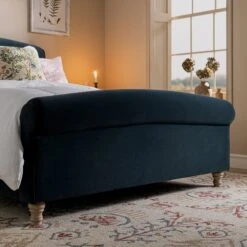 Porchester Ottoman Storage Sleigh Bed, Aegean Blue Velvet -Daals Store ZX 2216 AEGEAN VEL scene4