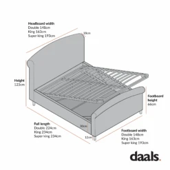Porchester Ottoman Storage Sleigh Bed, Oatmeal Woven Textured Fabric -Daals Store ZX 2216 CHART