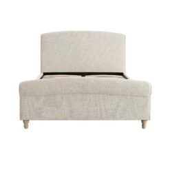 Porchester Ottoman Storage Sleigh Bed, Oatmeal Woven Textured Fabric -Daals Store ZX 2216 OAT WOV WB1