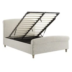 Porchester Ottoman Storage Sleigh Bed, Oatmeal Woven Textured Fabric -Daals Store ZX 2216 OAT WOV WB3