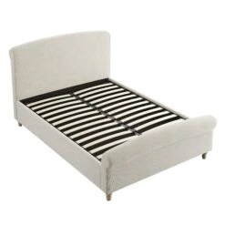 Porchester Ottoman Storage Sleigh Bed, Oatmeal Woven Textured Fabric -Daals Store ZX 2216 OAT WOV WB4