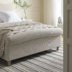 Porchester Ottoman Storage Sleigh Bed, Oatmeal Woven Textured Fabric -Daals Store ZX 2216 OAT WOV scene8